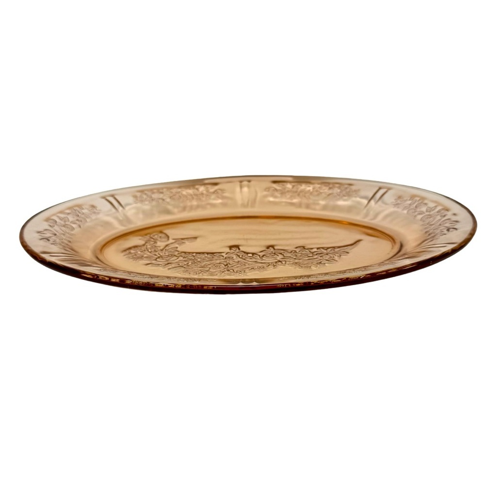 Sharon Cabbage | Pink Rose Colored Glass Serving Platter | 12”x9” - Picture 2 of 4